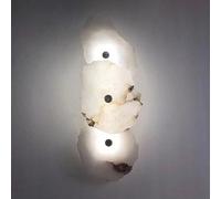 Nordic Light Luxury Marble Wall Sconce Natural Stone White Alabaster Glass Wall Light Indoor Long Linear Bedside Wall Mounted Lamp for Living Room Bedroom Bathroom Hallway Luxury Hotel