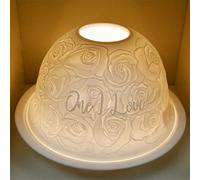 Nordic Light Tealight Candle Holder Love, Set of Shade & Plate, Living, Dining Room Table, Home Decor Accessories-Porcelain-One Size, White Patterned
