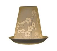 Nordic Light Tealight Candle Holder, Set of Shade & Plate, Chrysanthemum Table Centerpiece, Home Decor Accessories-Porcelain-One Size-Cone Shape, Ceramic, White Patterned