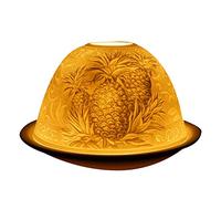 Nordic Light Tealight Candle Holder, Set of Shade & Plate, Pineapple Living, Dining Room Table, Home Decor Accessories-Porcelain-One Size, Ceramic, White Patterned