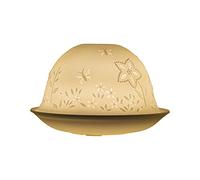 Nordic Light Tealight Candle Holder | White Patterned Bees and Flower - Set of Shade & Plates | Home Decore Accessories for Living, Dinning Room Table | Porcelain-One Size