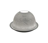 Nordic Lights Best Sister Porcelain Tealight Holder Dome | Candle Holder Projecting a 3D Image Use With Scented Candle, LED Light | Room Decor Lights | Shade & Plate Set with Gift Box