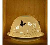Nordic Lights Blue Butterfly Porcelain Tealight Holder Dome | Candle Holder Projecting 3D Image Use With Scented Candle, LED Light | Perfect Living Room Decor Lights | Shade & Plate Set with Gift Box