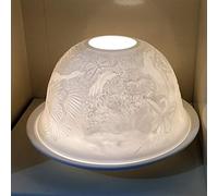 Nordic Lights Butterflies Porcelain Tealight Holder Dome | Candle Holder Projecting a 3D Image Use With Scented Candle, LED Light | Perfect Room Decor Lights | Shade & Plate Set with Gift Box