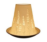 Nordic Lights Lavender Porcelain Tealight Holder Dome | Candle Holder Projecting a 3D Image Use With Scented Candle, LED Light | Perfect Room Decor Lights | Shade & Plate Set with Gift Box