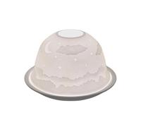 Nordic Lights Night Shade Porcelain Tealight Holder White Dome | Candle Holder Projecting a 3D Image Use With Scented Candle, LED Light | Room Decor Lights | Shade & Plate Set with Gift Box