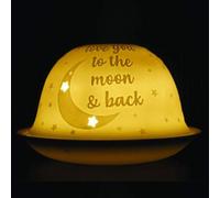 Nordic Lights Porcelain Tealight Holder Dome | Candle Holder Projecting Love You to The Moon and Back With Scented Candle, LED Light | Perfect Room Decor Lights | Shade & Plate Set with Gift Box