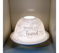 Nordic Lights Special Friend White Porcelain Tealight Holder Dome | Candle Holder Projecting a 3D Image Use With Scented Candle, LED Light | Perfect Room Decor Lights | Shade & Plate Set with Gift Box