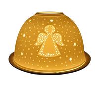 Nordic Lights Tealight Candle Holder, Set of Shade & Plate, Angel Table Decorations or Centerpiece, Home Decor Accessories - Porcelain - One Size - Cut Out Design
