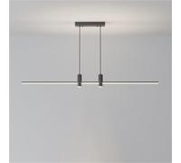 Nordic Linear Led Chandelier, Modern Simple Long Tube Hanging Light Adjustable Height Lamp for Dining Room Restaurant Island(Black,120Cm/47.24In)/Black/100Cm/39.37In