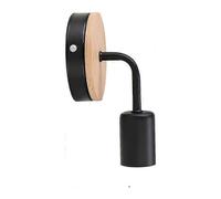 Nordic LOFT Modern and Contemporary E27 LED Wall Light in Solid Wood and Wrought Iron (Black)