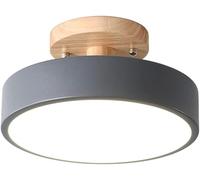 Nordic Log Round LED Semi-Flush Mount Ceiling Light, Modern Hallway Fixture for Farmhouse, Balcony, Entryway, Foyer, Cloakroom