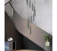 Nordic Luxury Ceiling Chandelier Minimalist Long Designe Villa Attic Hanging Light LED Revolving Staircase Lamp(12 Heads,Warm White)