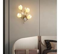 Nordic Luxury LED Flower Wall Lamp - Creative Iron & Ceramic Lighting for Bedroom, Foyer, Dining Room - Energy-Efficient Home Decor Fixture (White Light)