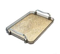 Nordic Luxury Tray Bathroom Cosmetics Storage Clear Plastic Vanity Organiser for Makeup Jewelry 35x25cm(Medium)