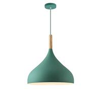 Nordic Macaron Color Pendant Lamp Colourful Design Pendant Light Shades Home Kitchen Hanging Led Lights Wooden Top Ceiling Light for Chaners Table Desk Lamp,40cm (Green 30cmc)
