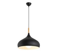 Nordic Macaron Color Pendant Lamp Colourful Design Pendant Light Shades Home Kitchen Hanging Led Lights Wooden Top Ceiling Light for Chaners Table Desk Lamp,40cm (Black 30cmc)
