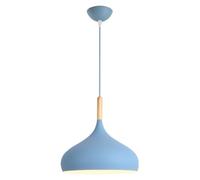 Nordic Macaron Color Pendant Lamp Colourful Design Pendant Light Shades Home Kitchen Hanging Led Lights Wooden Top Ceiling Light for Chaners Table Desk Lamp,40cm (Blue 30cmc)