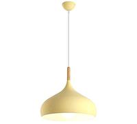 Nordic Macaron Color Pendant Lamp Colourful Design Pendant Light Shades Home Kitchen Hanging Led Lights Wooden Top Ceiling Light for Chaners Table Desk Lamp,40cm (Yellow 30cmc)