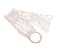 Nordic Macrame Tapestry Wall Hanging Decor with Cotton Rope Tassels | Beige Wood Accents, Rustic Texture, Office Backdrop for Pictures, Notes and Memos Display