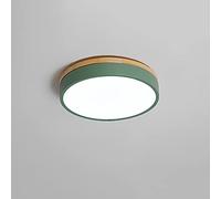 Nordic Macron Color Round Led Flush Mount Ceiling Light Decorated With Wood Base Ceiling Lamp White Light 6000k Is Not Adjustable Ceiling Lighting Lighting Fixture Green 11.8in