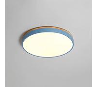 Nordic Macron Color Round Led Flush Mount Ceiling Light Decorated With Wood Base Ceiling Lamp White Light 6000k Is Not Adjustable Ceiling Lighting Lighting Fixture Blue 11.8in