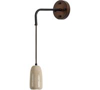 Nordic Marble Stone Hallway Wall Sconce with Pull Chain Mid Century Modern Natural Stone Bedroom Wall Light Rustic Vintage Wood Bedside Wall Lamp for Bathroom Living Room Aisle Stairs/pull c