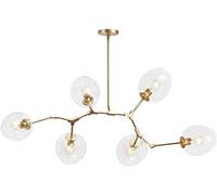 Nordic Matte Black Chandelier E27/E26 Adjustable Height Glass Ball Sputnik Pendant Light 79" Mid Century Modern Globe Fixture Hand-Blown Branch Design