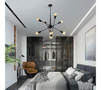 Nordic Metal Retro Chandelier Sputnik Chandelier 6 Light Semi-Flush Mount Industrial Ceiling Light Black Vintage Ceiling Light Fixture for Living Room, Bedroom, Dining Room, Kitchen I