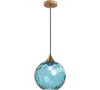 Nordic Minimalism Water Glass Pendant Lamp Kitchen Island Spherical Amber Green Flushing Glass Pendant Lamp Large Nordic Smoke Gray Lighting Industrial Ceiling Chandelier for Dining Room(Light Blue)
