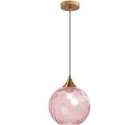Nordic Minimalism Water Glass Pendant Lamp Kitchen Island Spherical Amber Green Flushing Glass Pendant Lamp Large Nordic Smoke Gray Lighting Industrial Ceiling Chandelier for Dining Room(Pink)