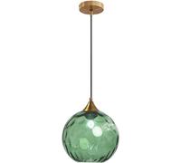 Nordic Minimalism Water Glass Pendant Lamp Kitchen Island Spherical Amber Green Flushing Glass Pendant Lamp Large Nordic Smoke Gray Lighting Industrial Ceiling Chandelier for Dining Room(Green)