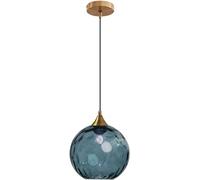 Nordic Minimalism Water Glass Pendant Lamp Kitchen Island Spherical Amber Green Flushing Glass Pendant Lamp Large Nordic Smoke Gray Lighting Industrial Ceiling Chandelier for Dining Room(Blue)