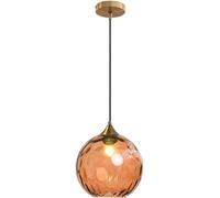 Nordic Minimalism Water Glass Pendant Lamp Kitchen Island Spherical Amber Green Flushing Glass Pendant Lamp Large Nordic Smoke Gray Lighting Industrial Ceiling Chandelier for Dining Room(Orange)
