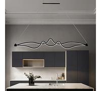Nordic Minimalist Art LED Pendant Light For Creative Dimmable Chandelier Restaurant Bar,Wave Shaped Reception Counter Long Strip Lamps
