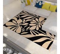 Nordic Minimalist Carpet 90x180cm Black and White Plant Leaf Pattern Area Rugs Ultra Soft Non Slip Low Pile Rug for Living Room Office Studio