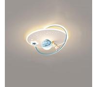 Nordic Minimalist Cartoon Children's Room Bedroom Astronaut Ceiling Light Fixture Modern Creative Blue Planet Boys Girls Room Ceiling Lamp Mid Century Round Nursery Chandelier For Baby Rooms