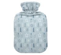 Nordic Minimalist Christmas Seamless Pattern Hot Water Bottle with Soft Cover, 1L Hot Water Bags for Neck Shoulder Warmer