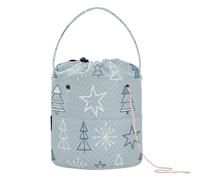 Nordic Minimalist Christmas Seamless Pattern Yarn Bags Yarn Project Bag with Holes Needle Storage for Crochet Hook Crochet Project