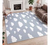 Nordic Minimalist Cute Cloud Grey White Carpet Rug, 60x90cm (2x3ft) Machine Washable, Non-Slip Polyester Accent Mat for Bedside, Hallway, Porch, Door Mat