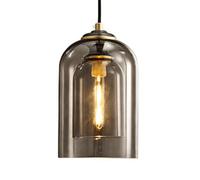 Nordic Minimalist Double-Layer Glass Pendant Lamp - Creative Hanging Light with E27 Light Source, Ideal for Kitchen Island, Dining Room, Bedroom Decorative Lighting