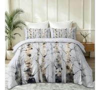 Nordic Minimalist Duvet Cover, Cot-bed Birch Trunk Bark Bedding Set with Zipper, White Soft weight Microfiber Quilt Cover for Boys Girls Bedroom