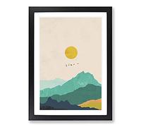Nordic Minimalist Landscape Framed Wall Art Print A2 Black