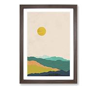 Nordic Minimalist Landscape No.1 Framed Print | A2 Walnut Framed Wall Art | Ready to Hang | Minimalist Nature Picture | Living Room Bedroom Lounge Office