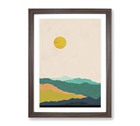 Nordic Minimalist Landscape No.1 Modern Framed Print | A3 Walnut Framed Wall Art | Ready to Hang | Minimalist Nature Picture | Living Room Bedroom Lounge Office