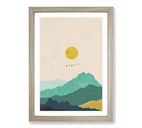 Nordic Minimalist Landscape No.2 Framed Print | A2 Oak Framed Wall Art | Ready to Hang | Minimalist Nature Picture | Living Room Bedroom Lounge Office