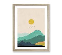 Nordic Minimalist Landscape No.2 Modern Framed Print | A4 Oak Framed Wall Art | Ready to Hang | Minimalist Nature Picture | Living Room Bedroom Lounge Office