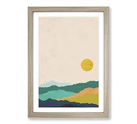 Nordic Minimalist Landscape No.3 Framed Print | A2 Oak Framed Wall Art | Ready to Hang | Minimalist Nature Picture | Living Room Bedroom Lounge Office