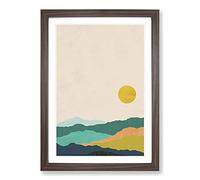 Nordic Minimalist Landscape No.3 Framed Print | A2 Walnut Framed Wall Art | Ready to Hang | Minimalist Nature Picture | Living Room Bedroom Lounge Office