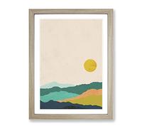 Nordic Minimalist Landscape No.3 Modern Framed Print | A3 Oak Framed Wall Art | Ready to Hang | Minimalist Nature Picture | Living Room Bedroom Lounge Office